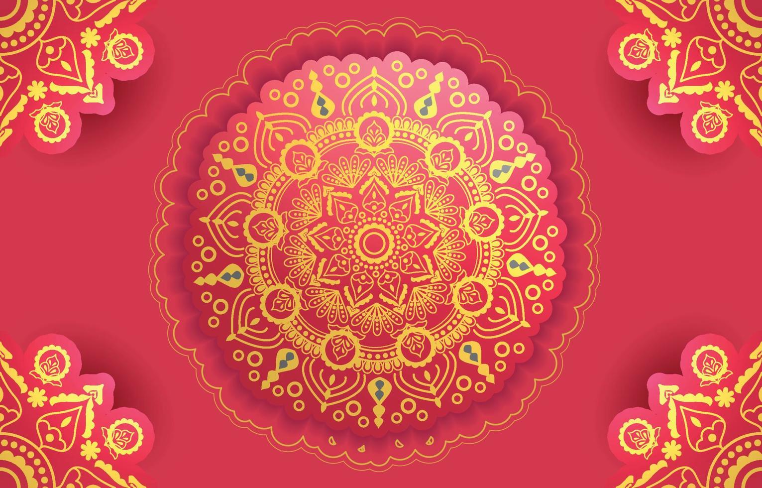Pink and Gold Mandala Seamless Pattern vector