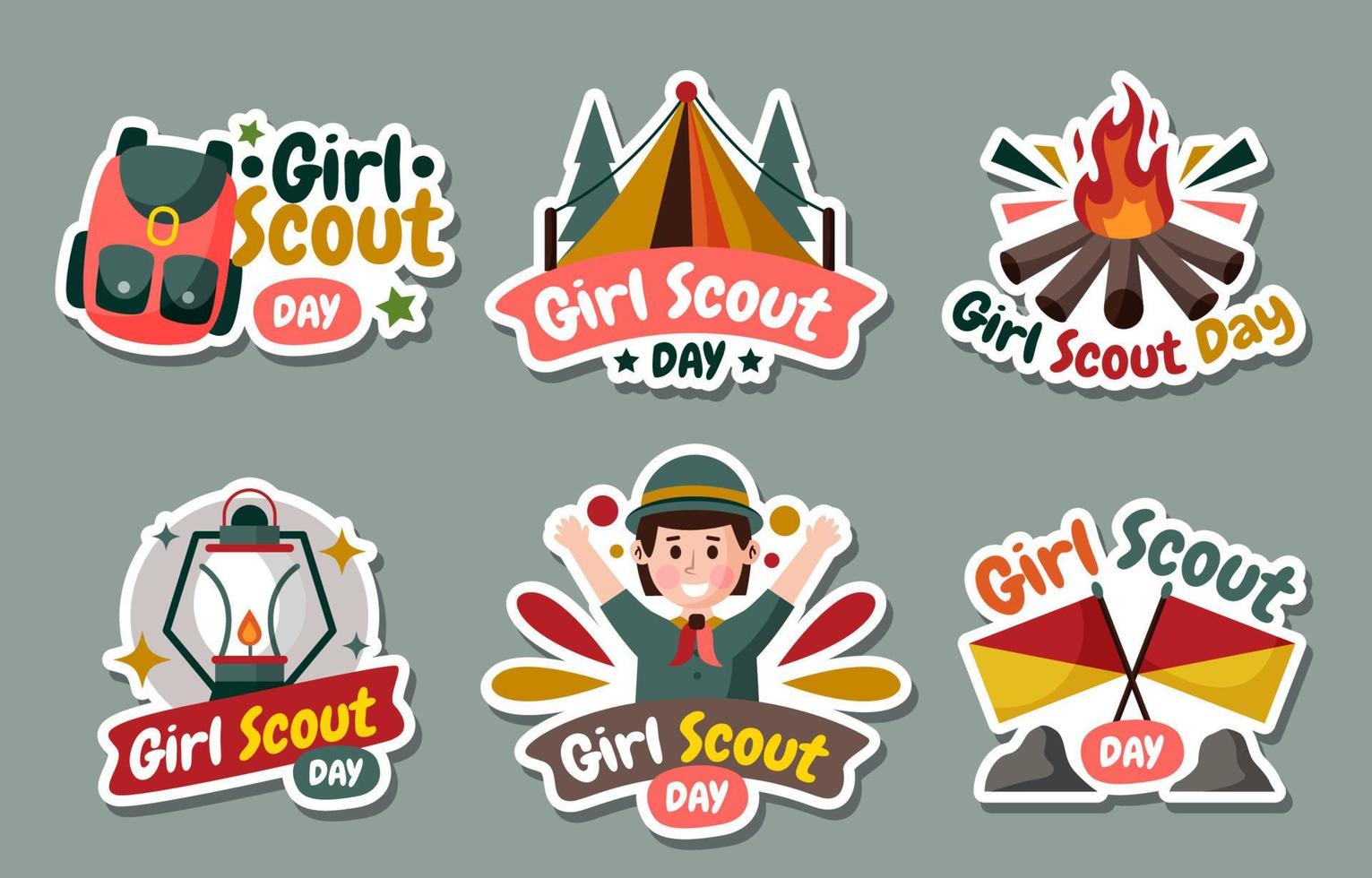 Girl Scout Sticker Set vector