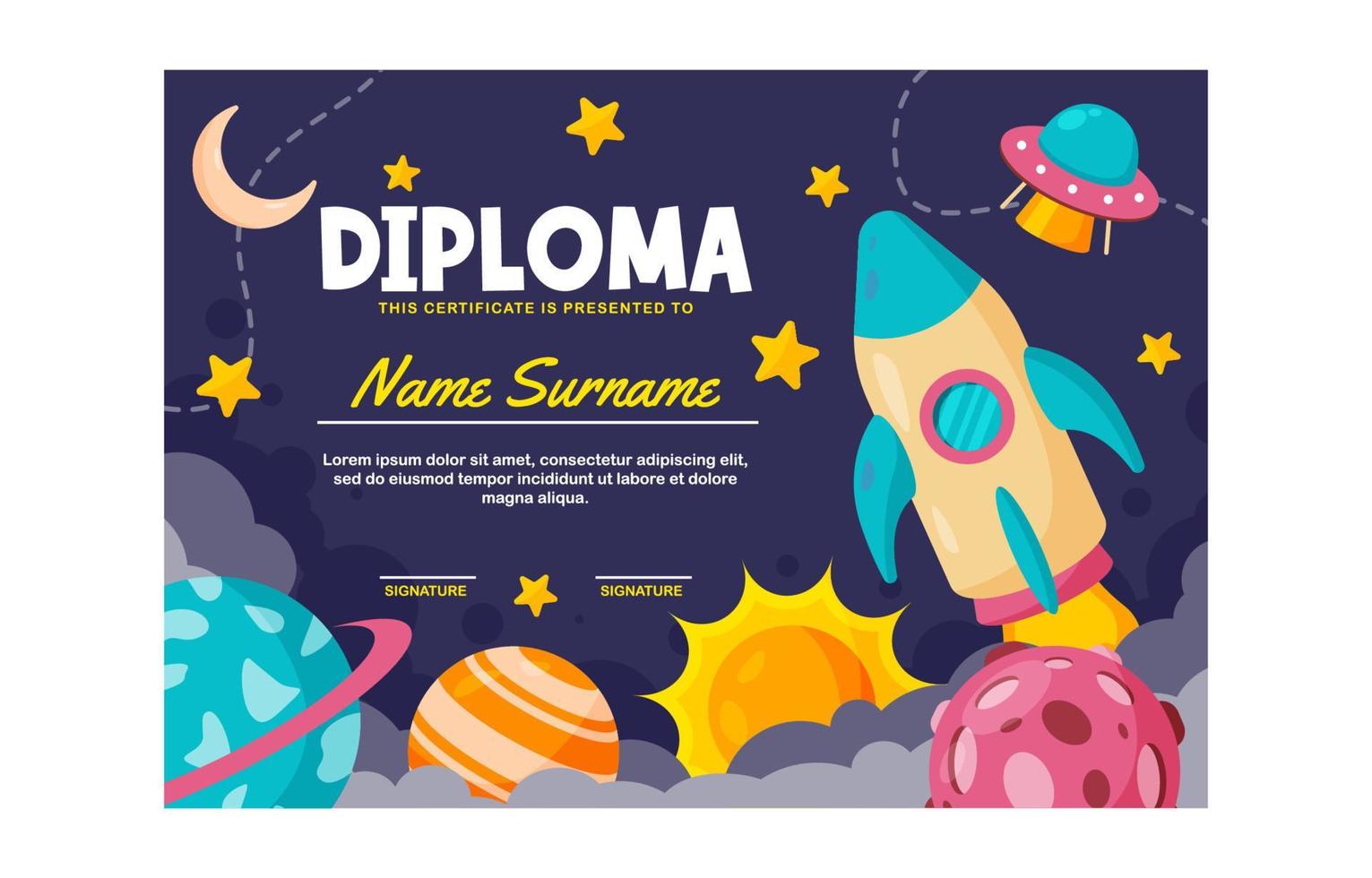 Diploma of Kindergarten Certificate Template vector