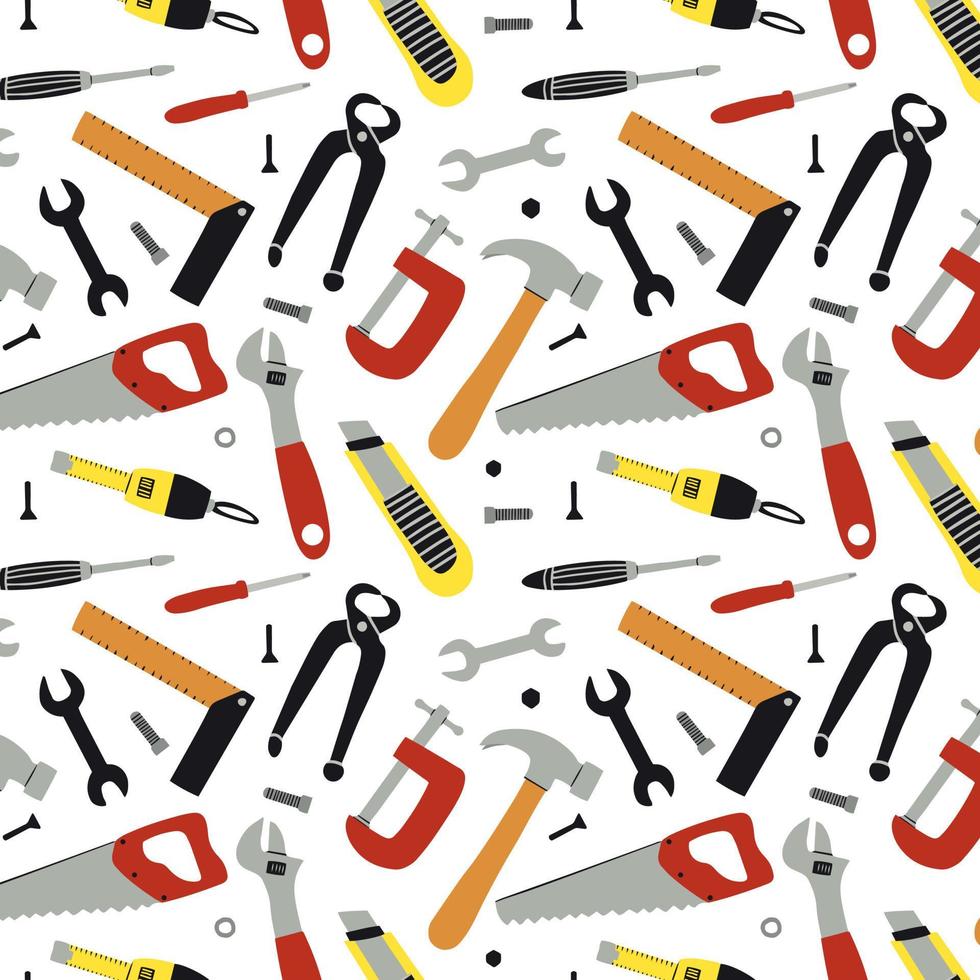 Seamless pattern of different construction instruments. Working tools and repair equipment vector