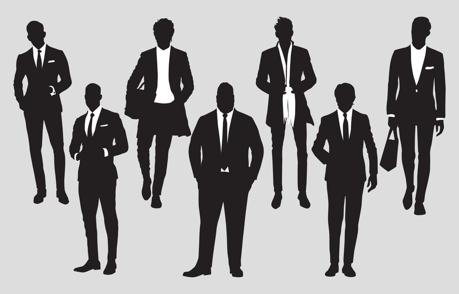 Diverse Business Men Fashion Silhouettes vector