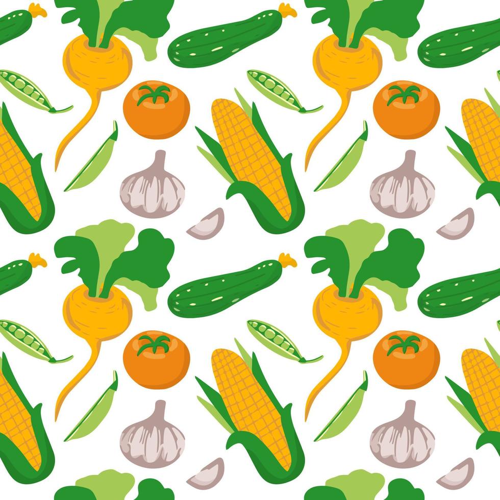 seamless pattern of different vegetables. Vegan healthy food. Harvest organic healthy food. vector