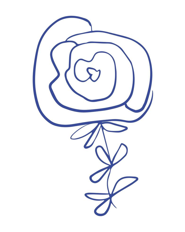 Abstract rose flower. Minimalism. Line art doodle. vector