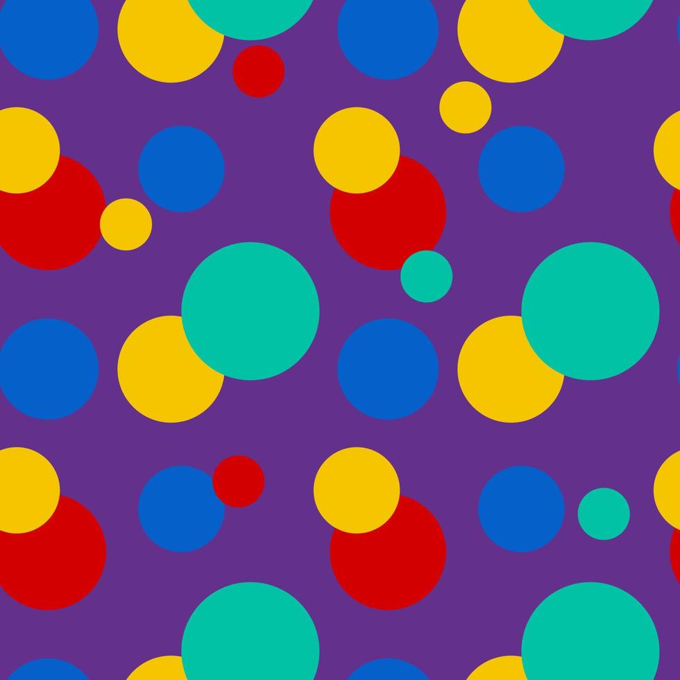 Seamless pattern of geometric shapes, circles of different sizes in bright rainbow colors vector