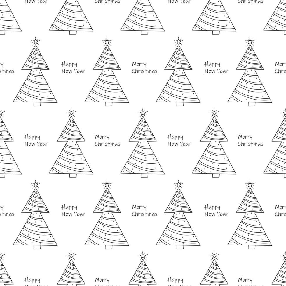 Seamless New Year template with stylized Christmas trees In the forest vector