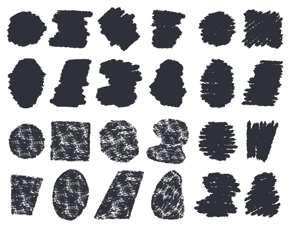 Set of abstract brush strokes of black paint or ink made by hand. Grunge style vector backgrounds