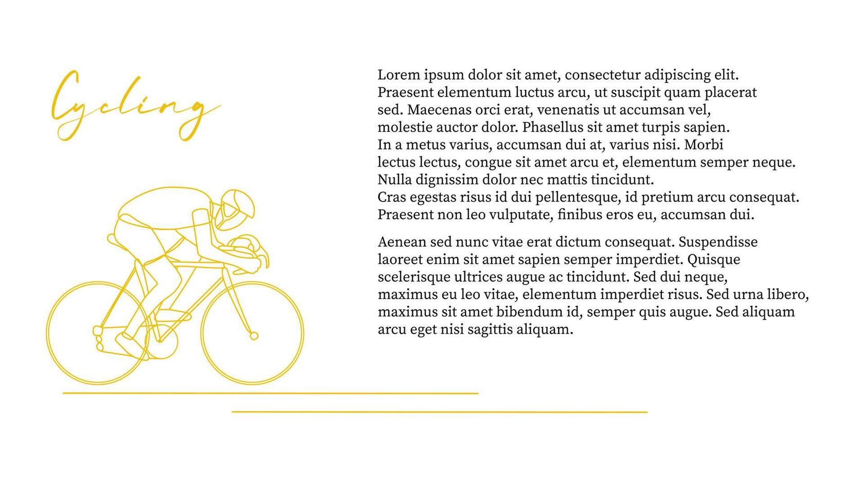 plantilla deportiva vectorial con un atleta dibujado a mano lineal en una bicicleta. competición de ciclismo, etapa de triatlón vector