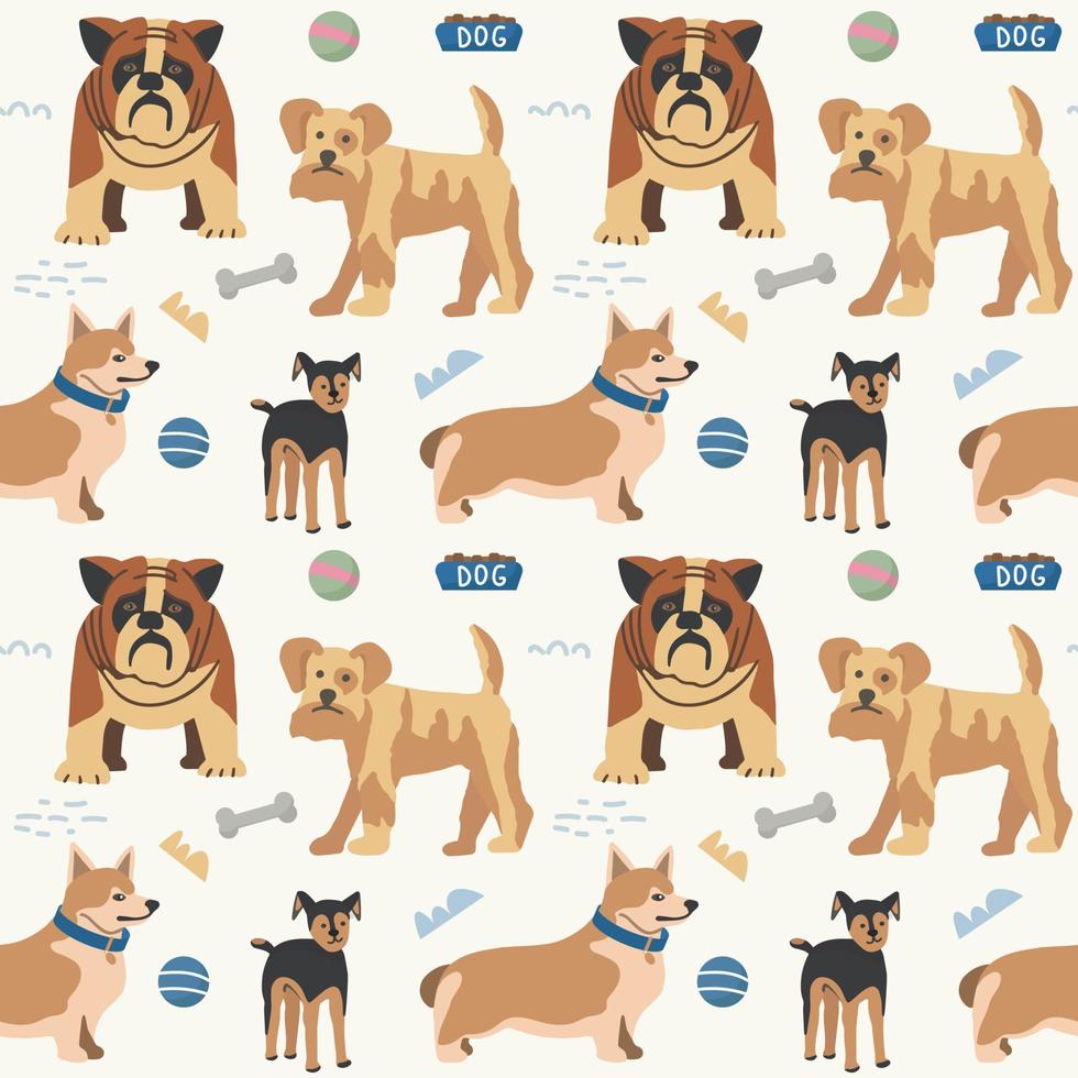 Seamless pattern with cute pet dogs vector