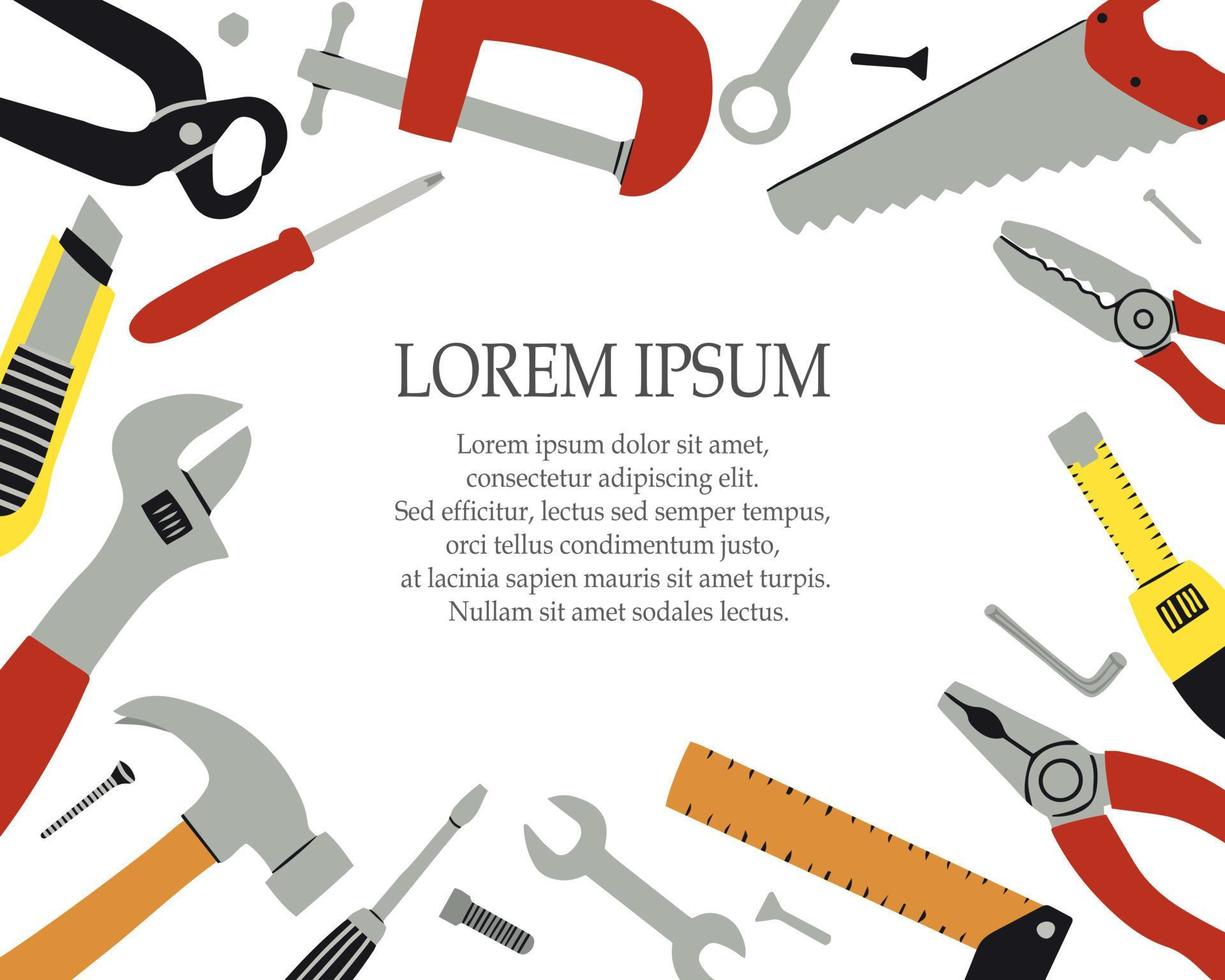 Construction tools for repairs. Vector flat background illustration template