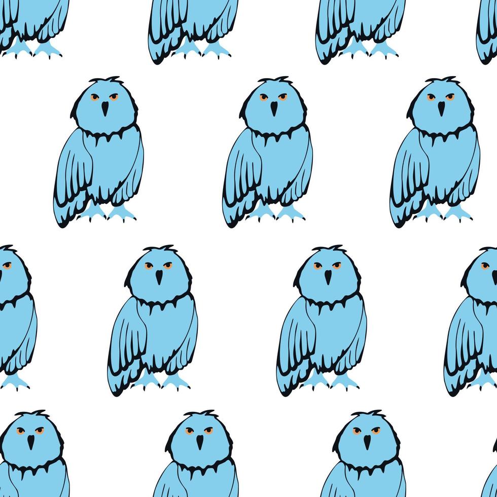 patrón sin costuras con pájaros. búhos azules vector