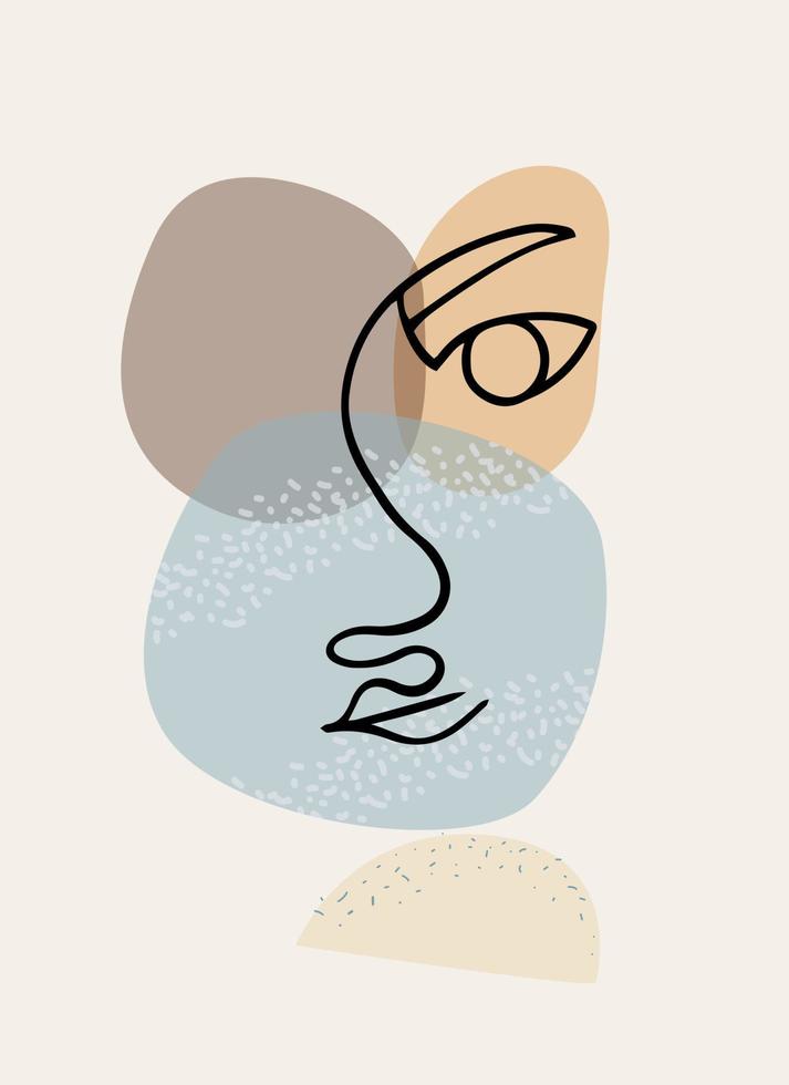 Abstract modern face. Minimalism and simple forms. Women's portrait in