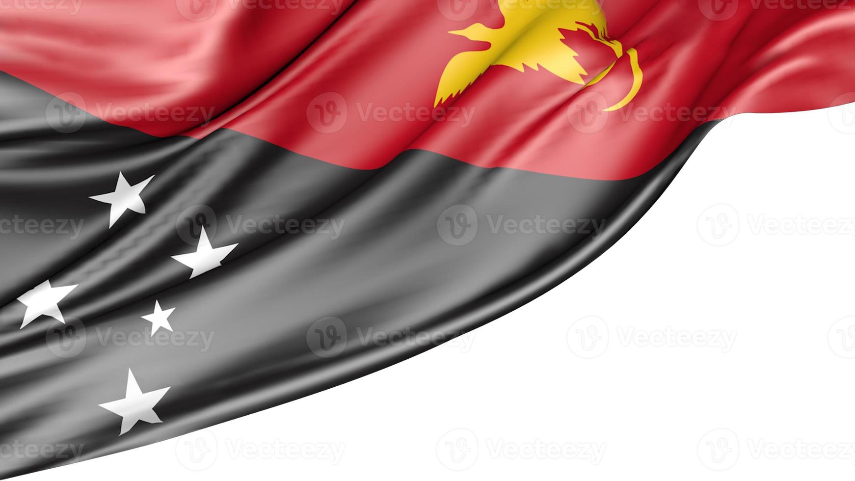 Papua New Guinea Flag Isolated on White Background, 3D Illustration photo
