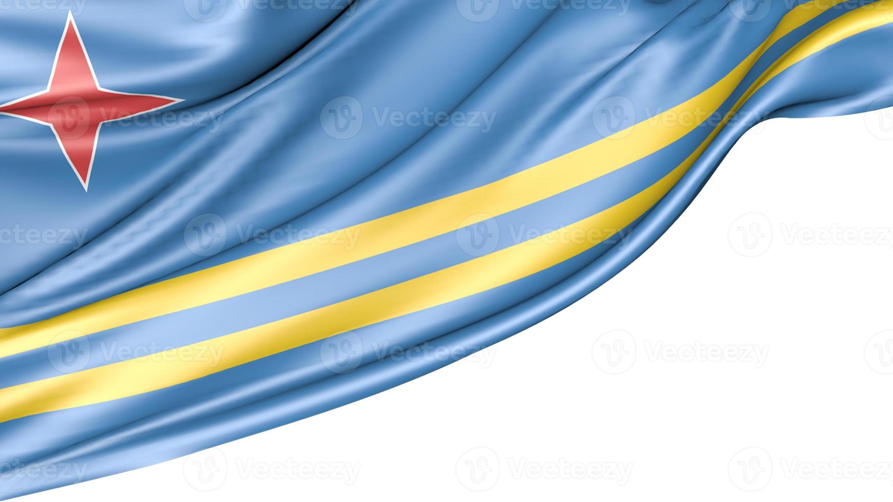 Aruban Flag Isolated on White Background, 3D Illustration photo