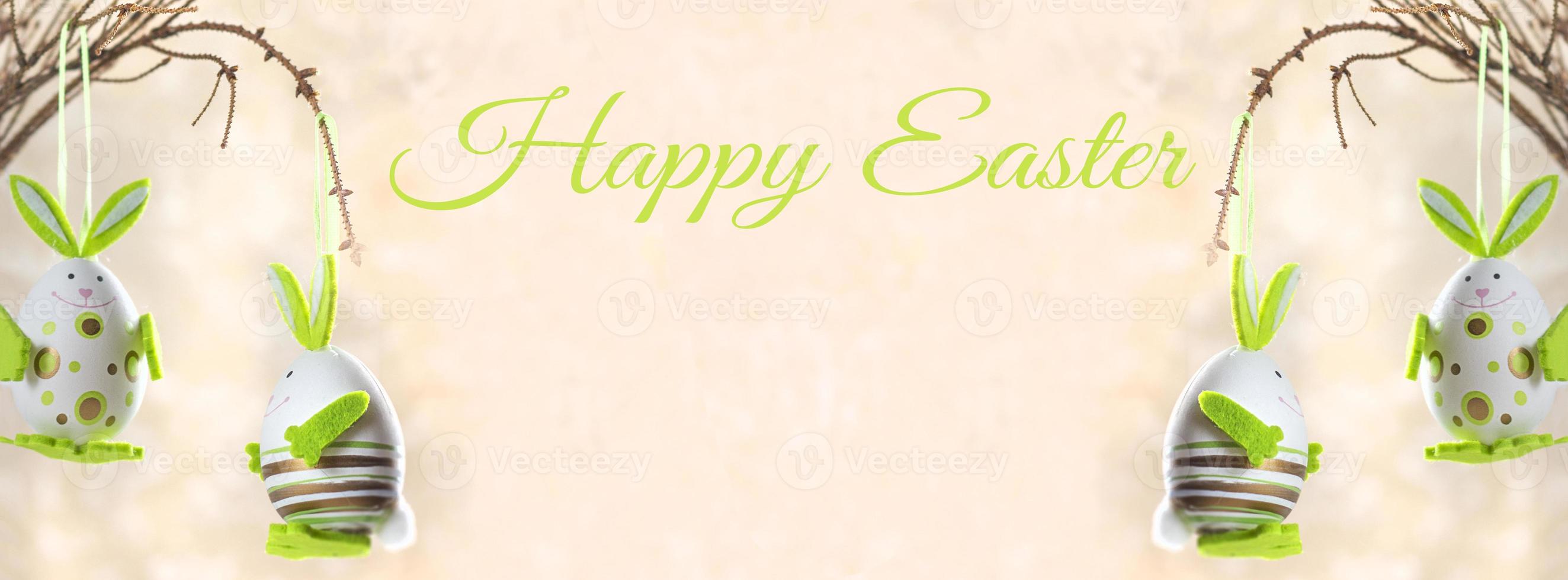 Easter background. Happy easter eggs on nest. Easter eggs. Multi-colored Easter eggs. Easter. Banner. Copy space photo