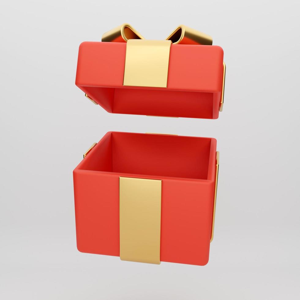 3d gift box red gold photo