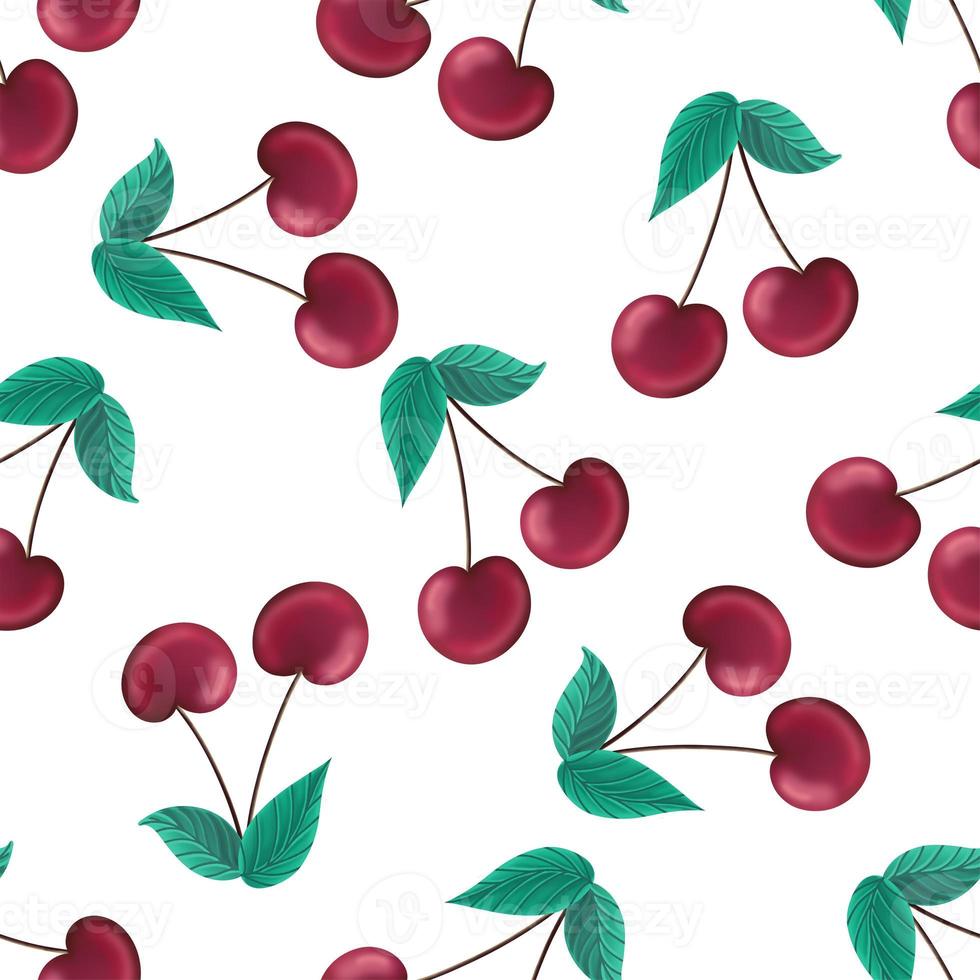 Seamless pattern with cherry on white background photo