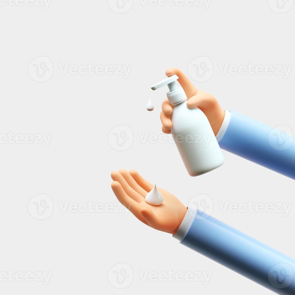 3D render hand motion, trendy cartoon hands. photo