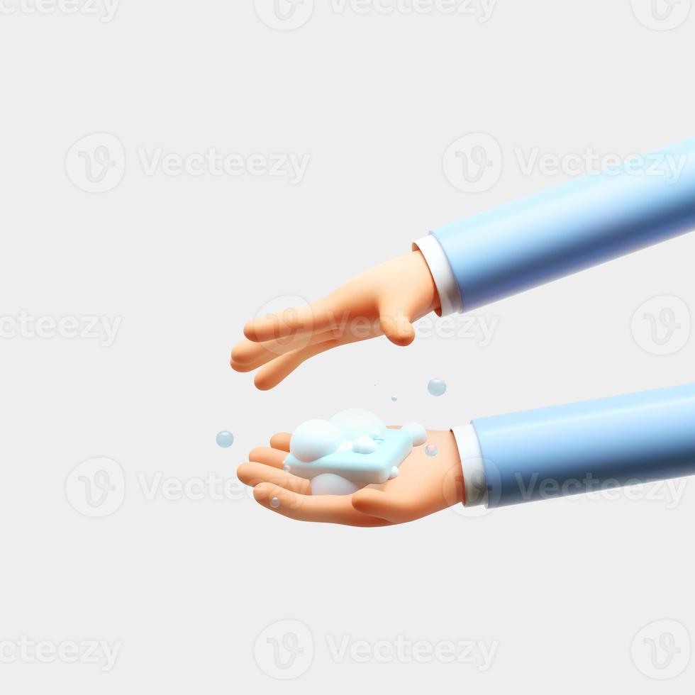 3D Render movimiento de la mano, manos de dibujos animados de moda. foto