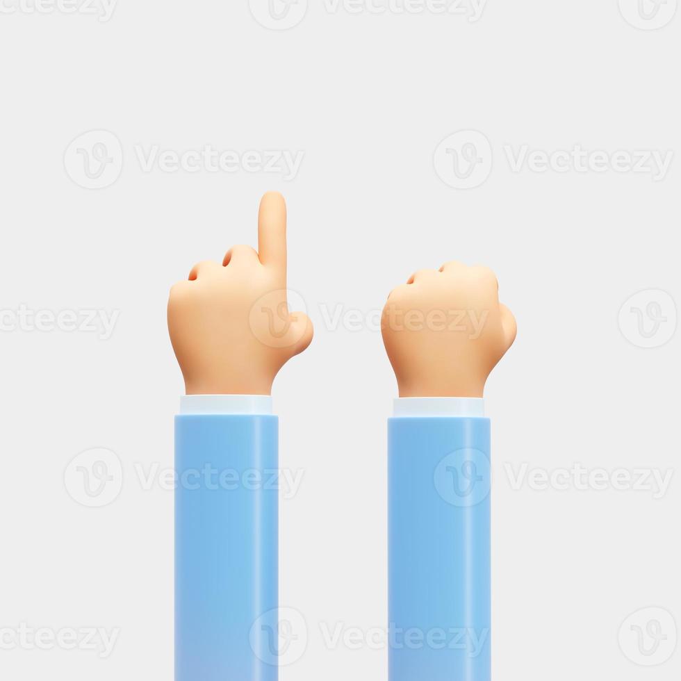 3D render hand motion, trendy cartoon hands. photo