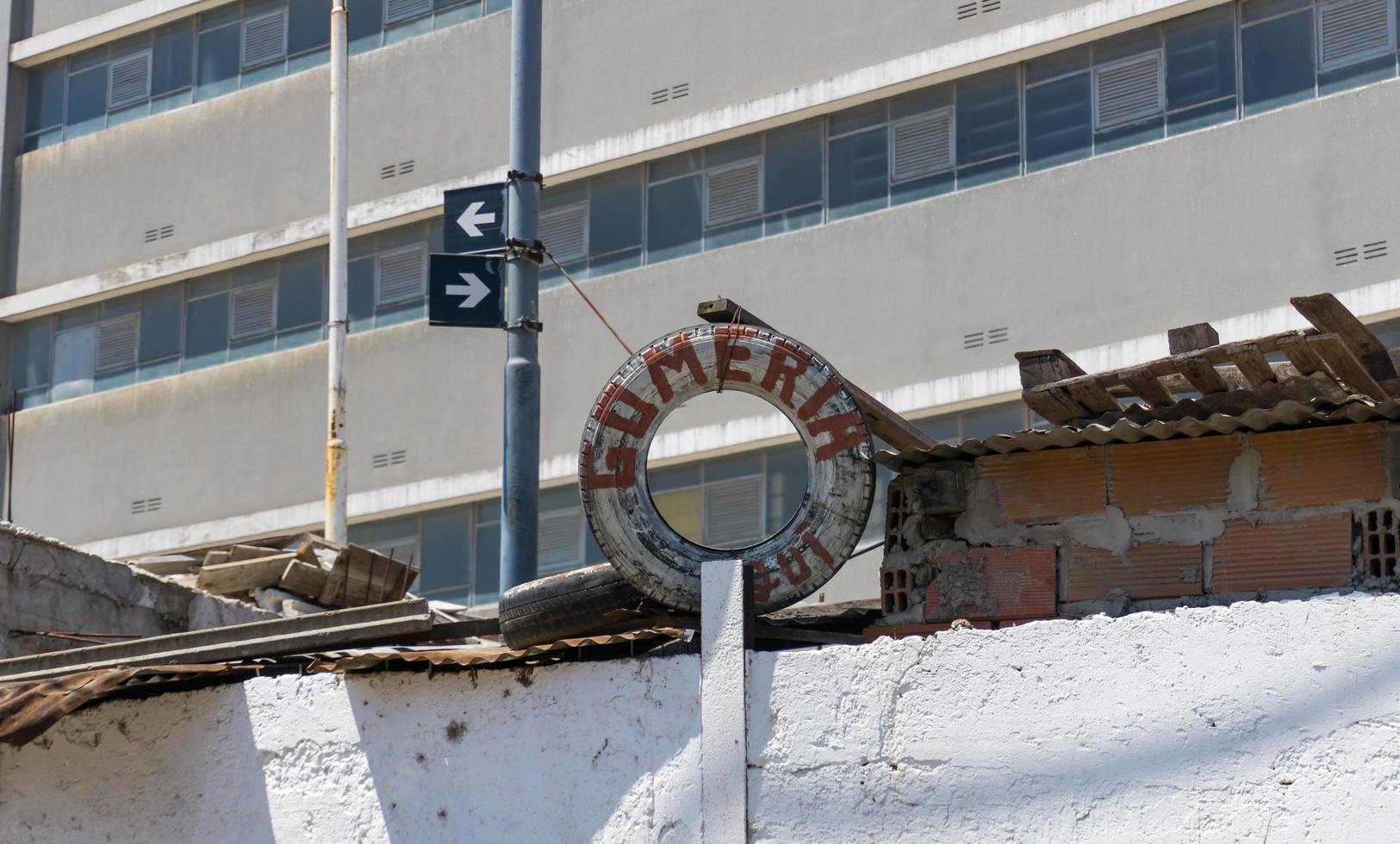 Buenos Aires, 2020. Informal tire shop with no address photo