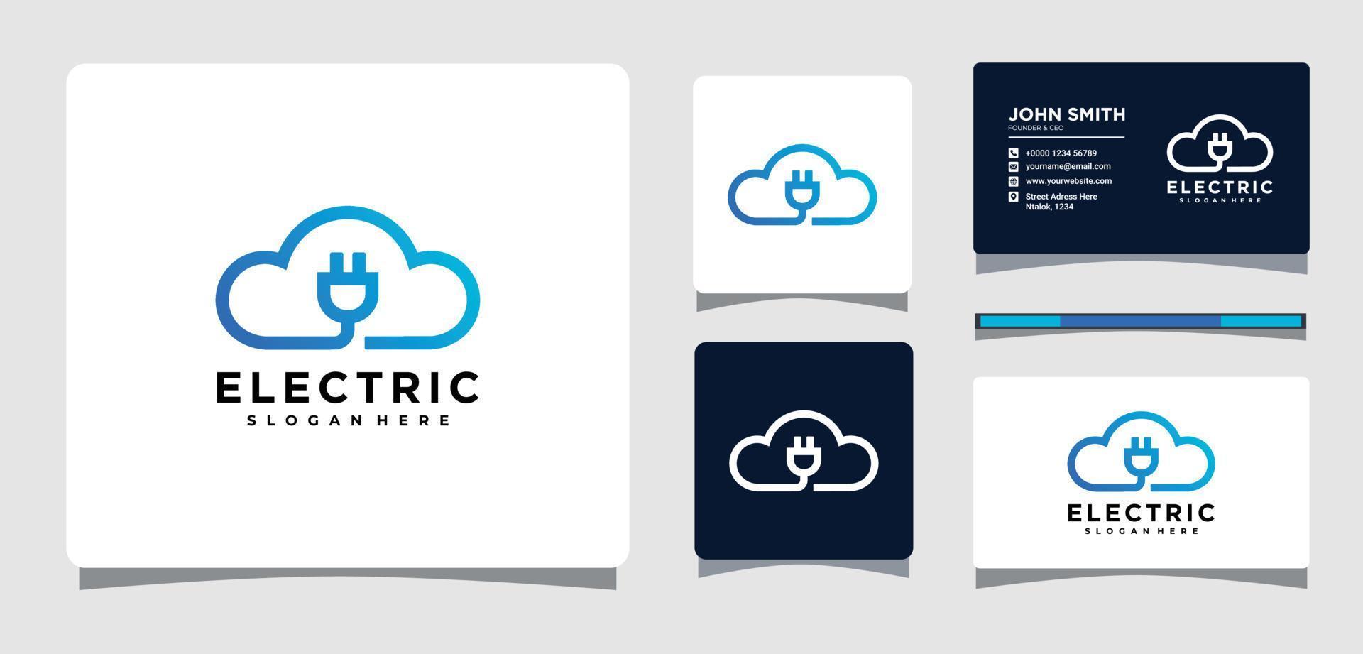 Cloud with Electric Plug Logo Design Inspiration vector