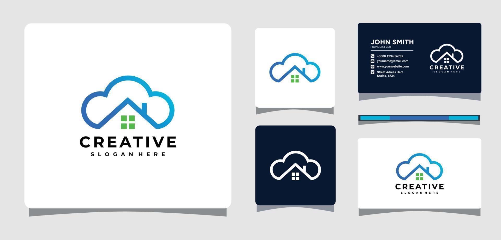 Inspiración en el diseño del logotipo inmobiliario de techo y nube vector