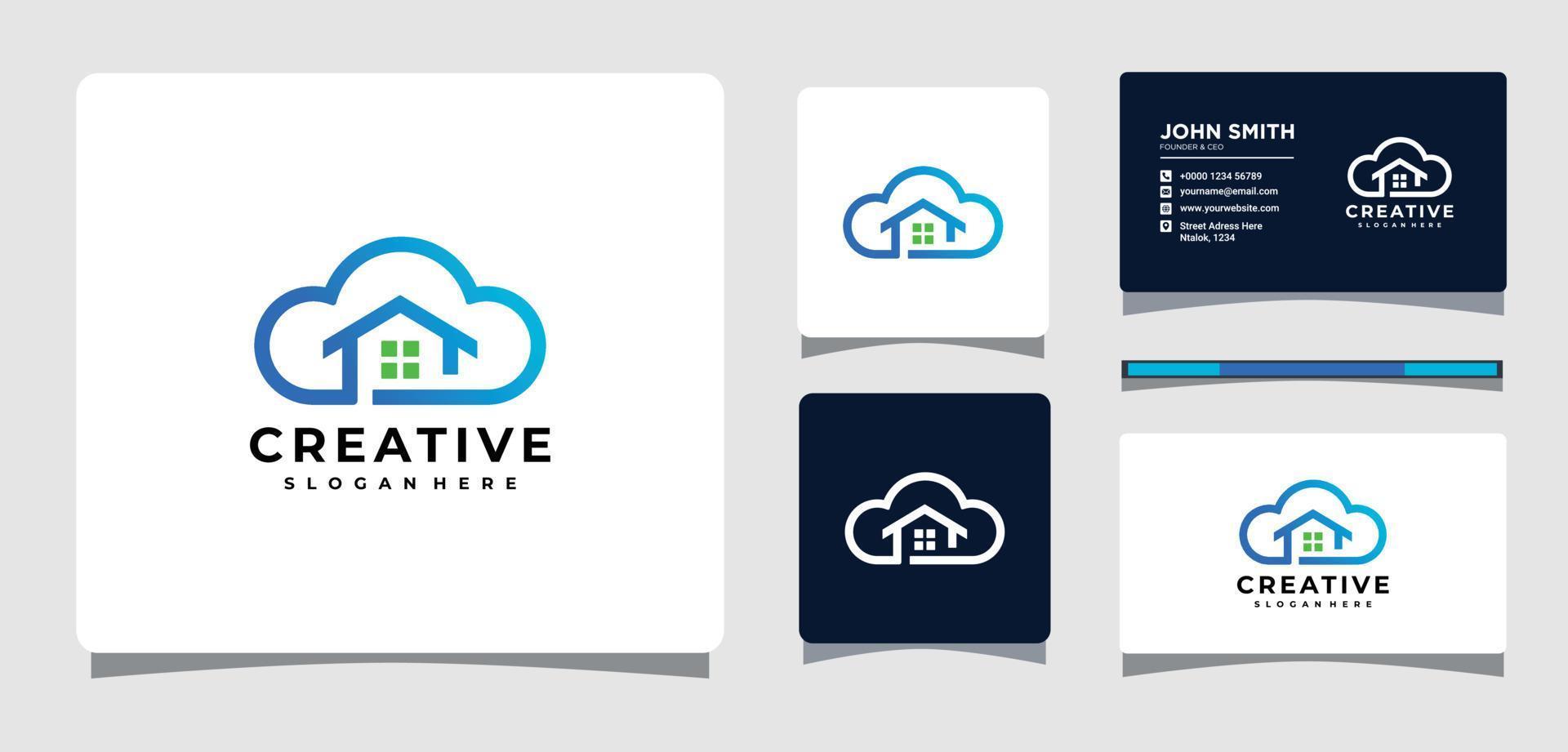 Cloud and House Real Estate Logo Design Inspiration vector