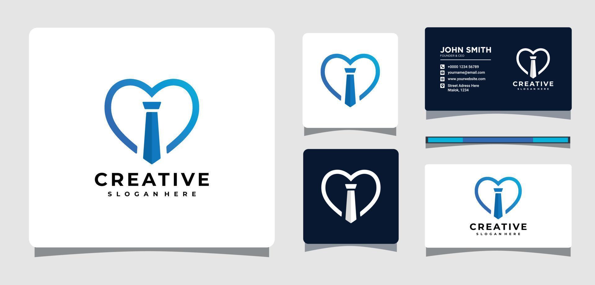 Tie Business With Heart Logo Template Design Inspiration vector