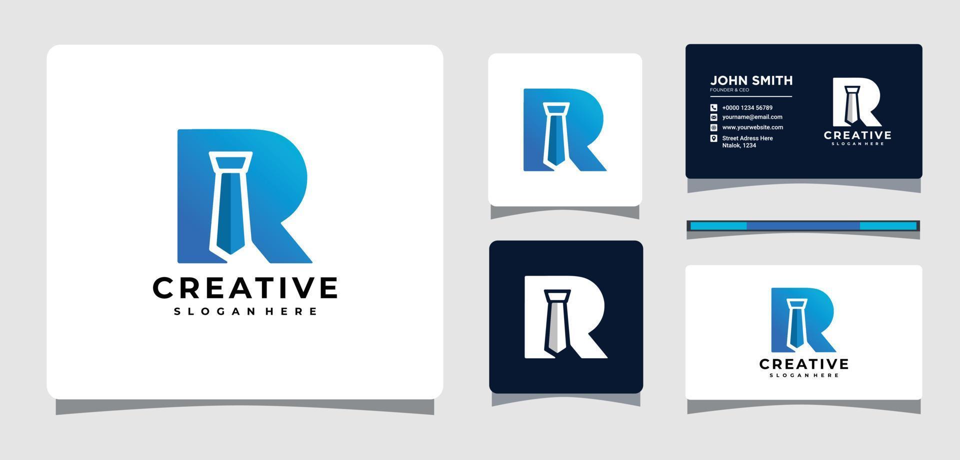 Initial Letter R With Tie Logo Template Design Inspiration vector