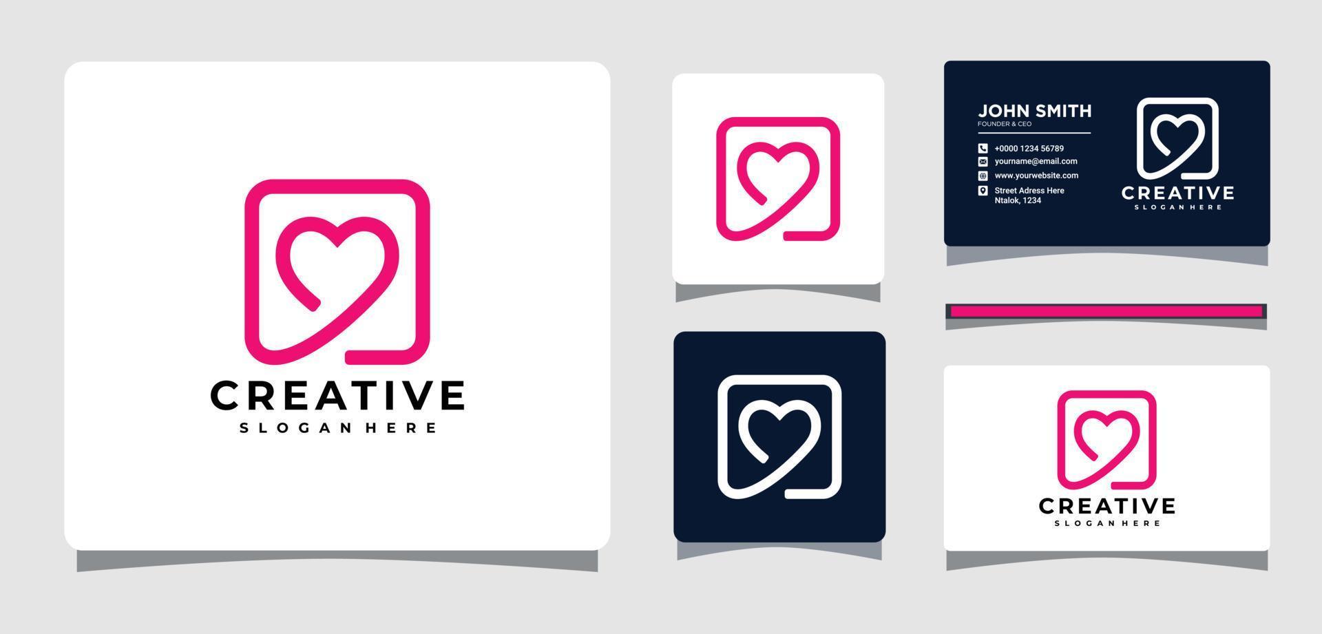 Heart Square Logo Design Inspiration vector