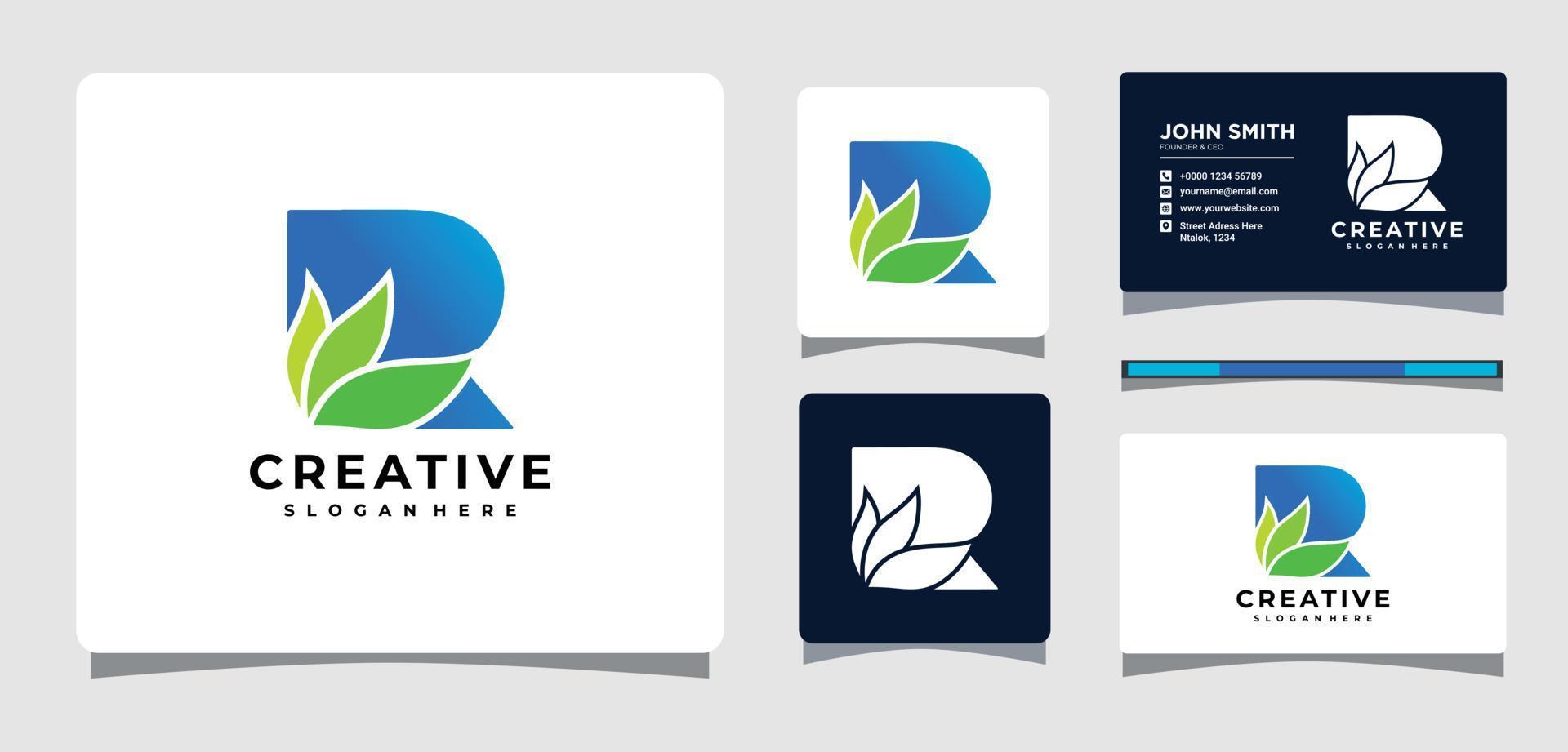 Letter R Leaf Logo Design Inspiration vector