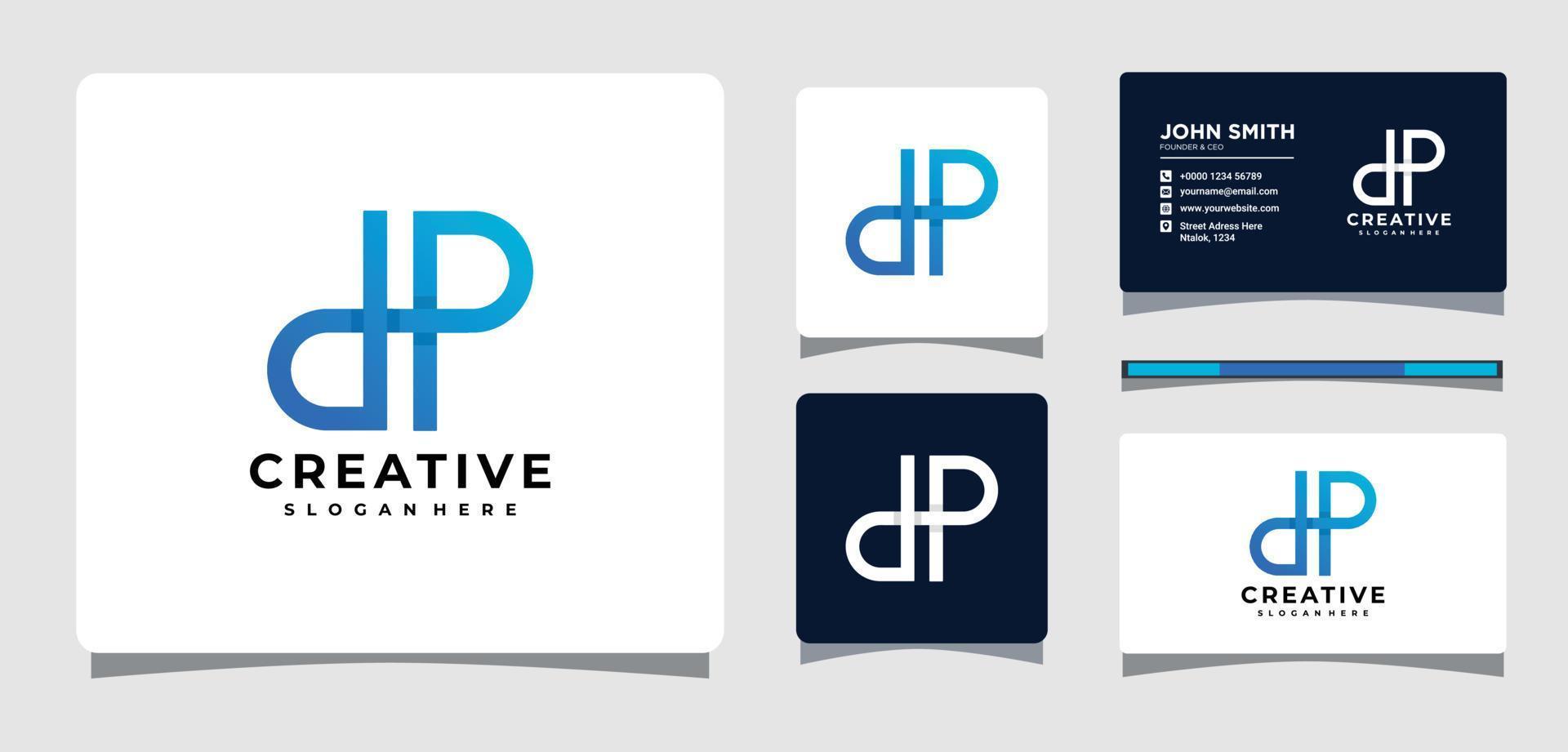 Initial Letter d and p Logo Template With Business Card Design Inspiration vector