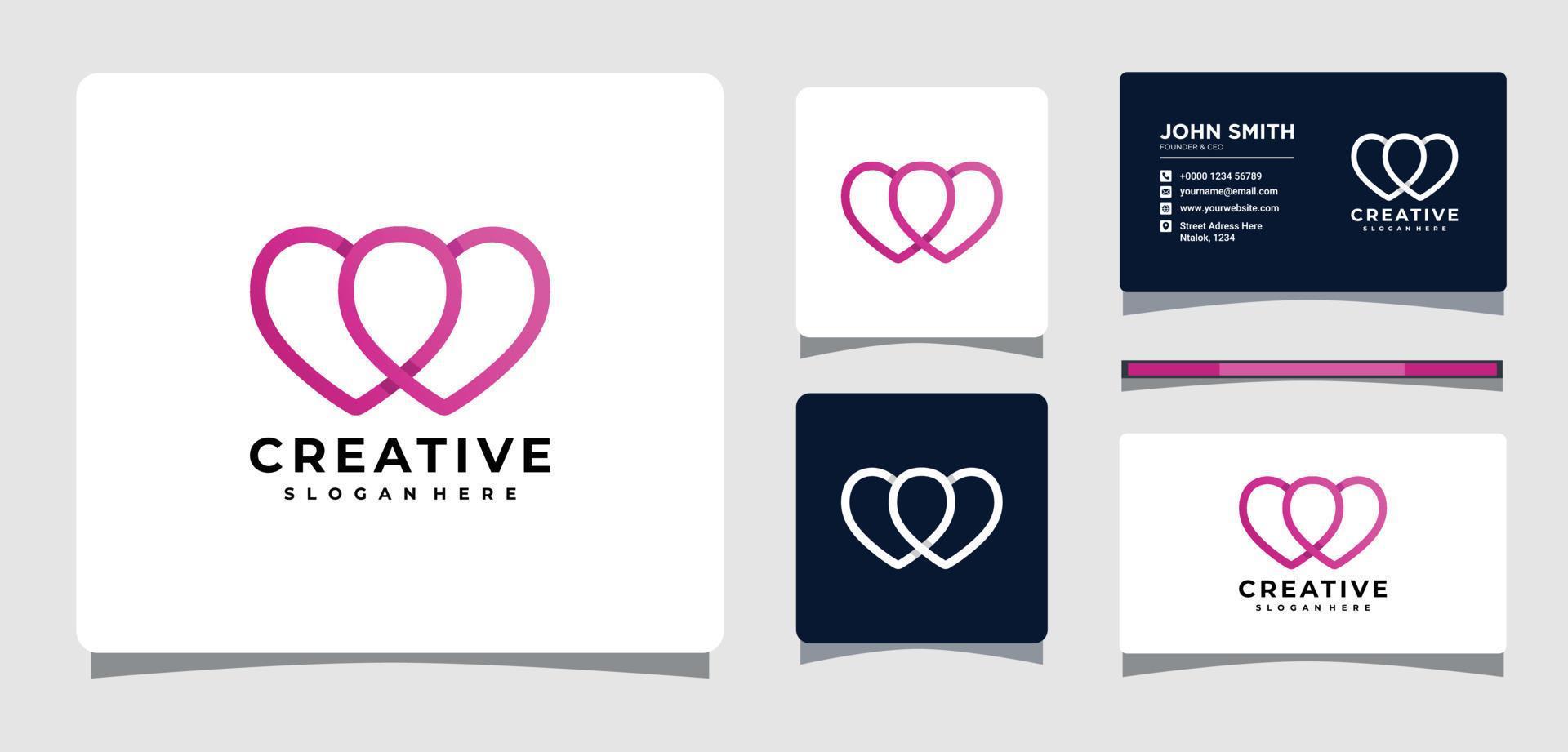 plantilla de logotipo enlazado al corazón con inspiración para el diseño de tarjetas de visita vector
