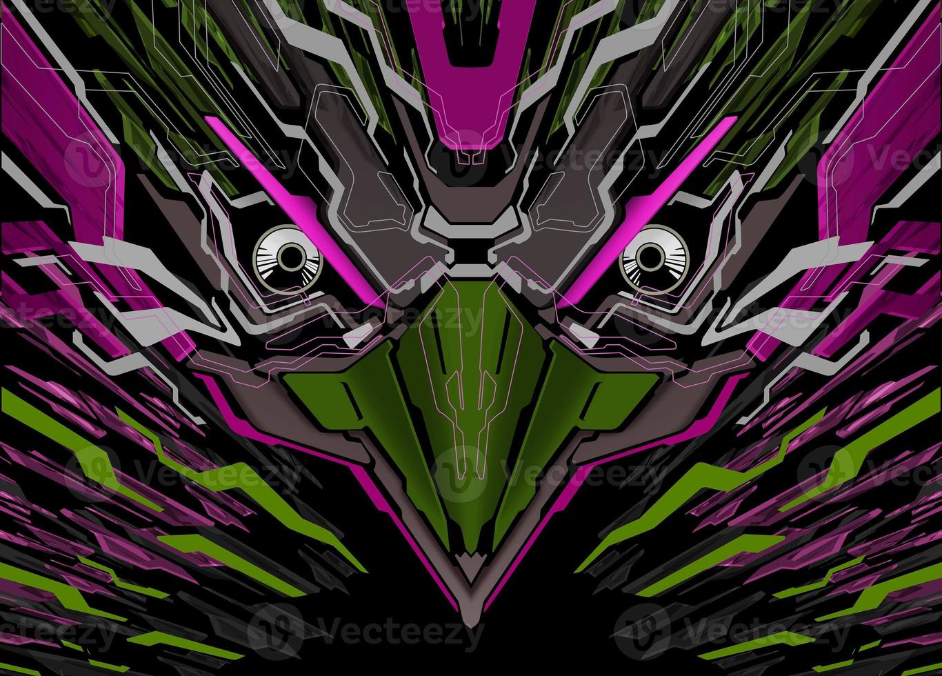 Futuristic Robotic Bird Head Background photo