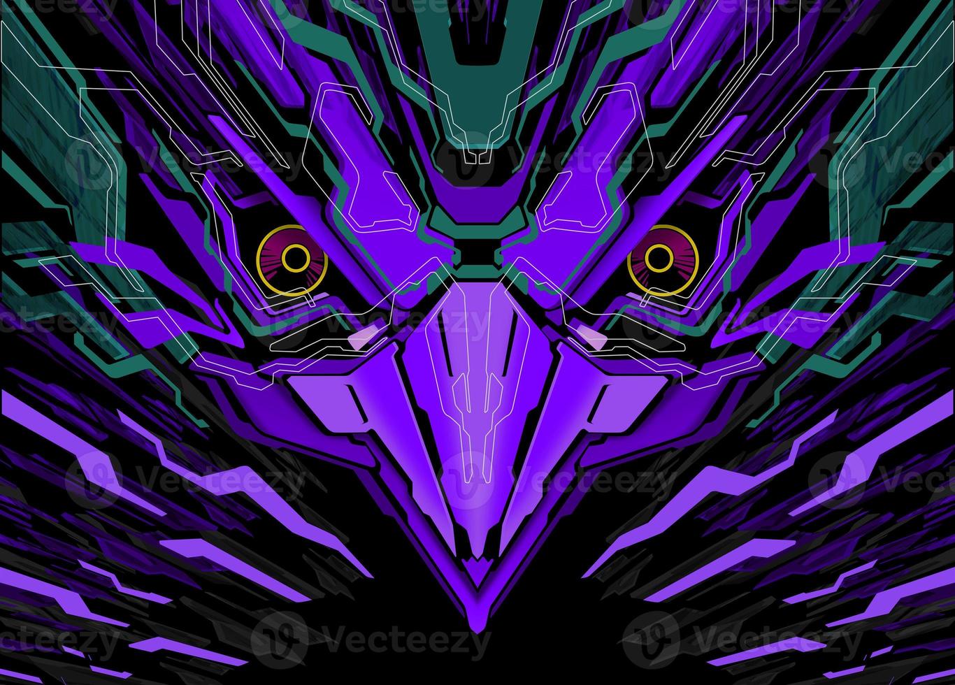 Futuristic Robotic Bird Head Background photo