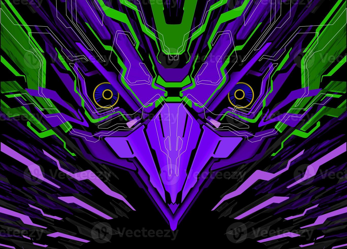 Futuristic Robotic Bird Head Background photo