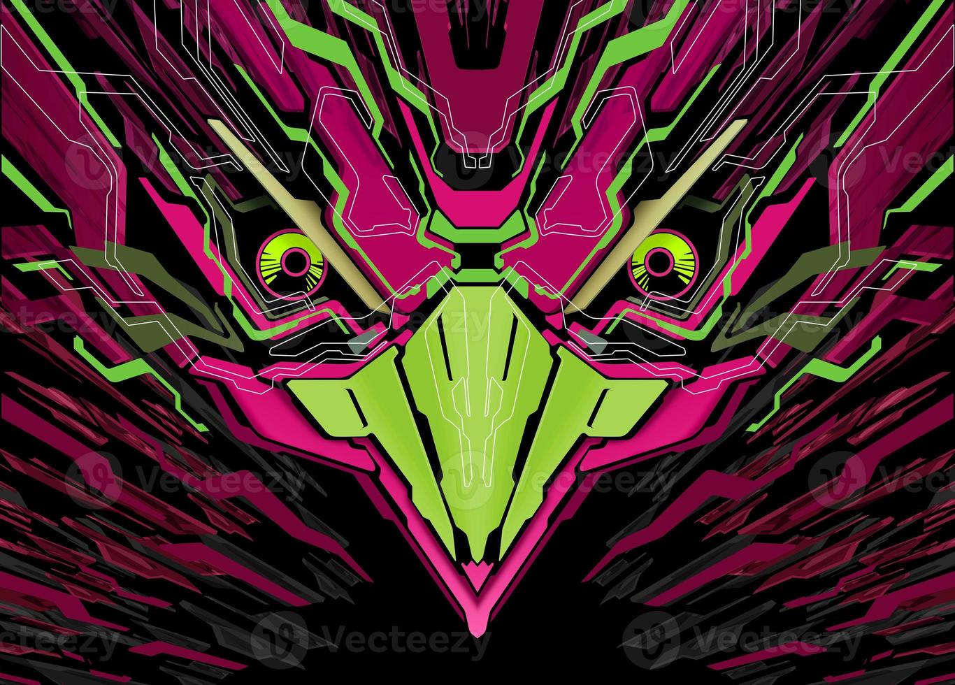 Futuristic Robotic Bird Head Background photo