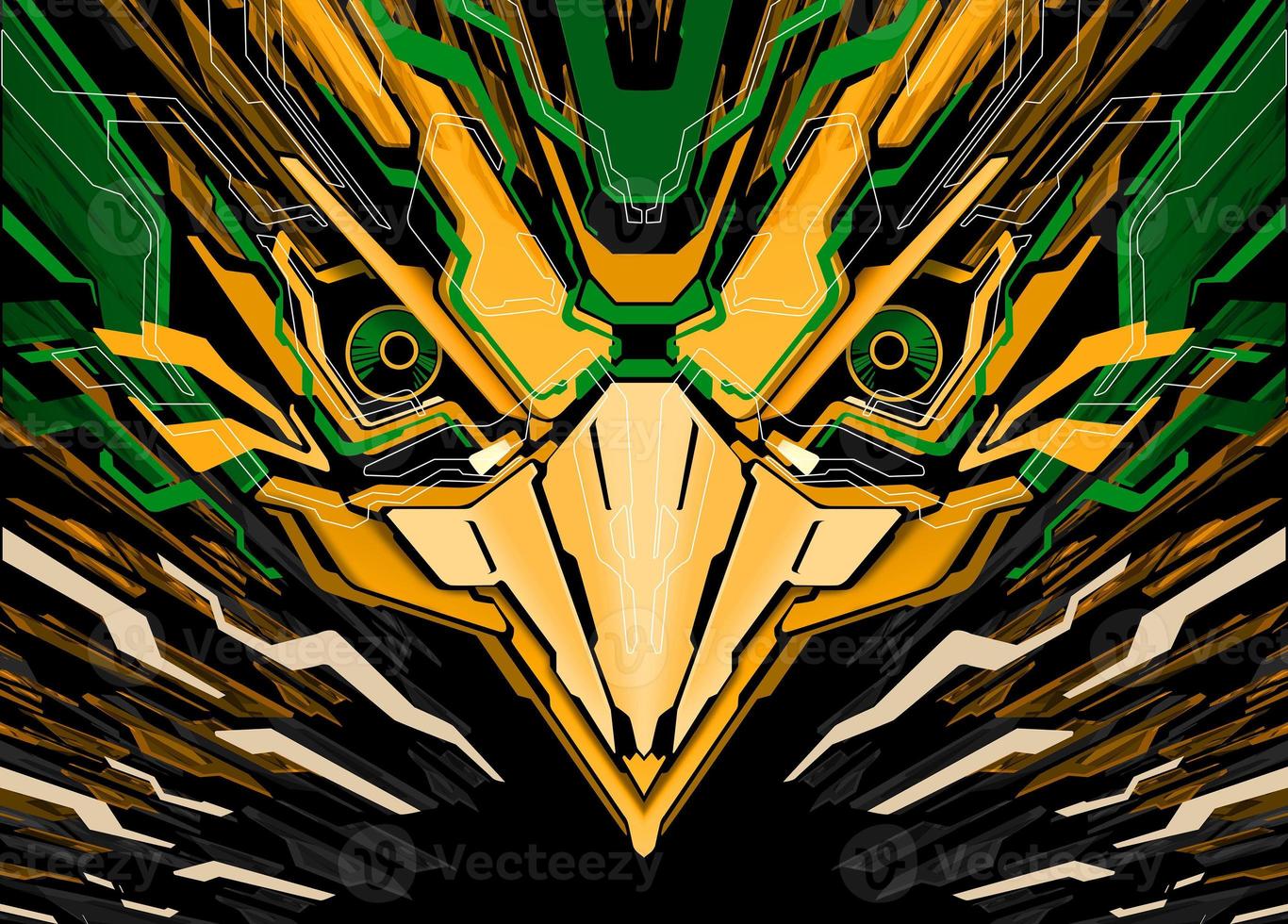 Futuristic Robotic Bird Head Background photo