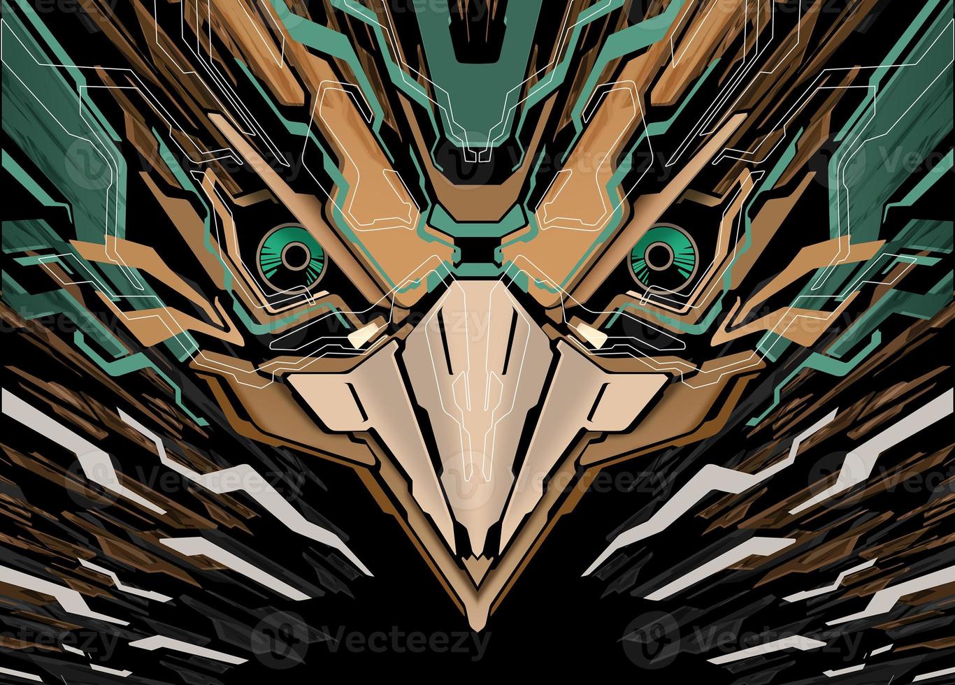 Futuristic Robotic Bird Head Background photo