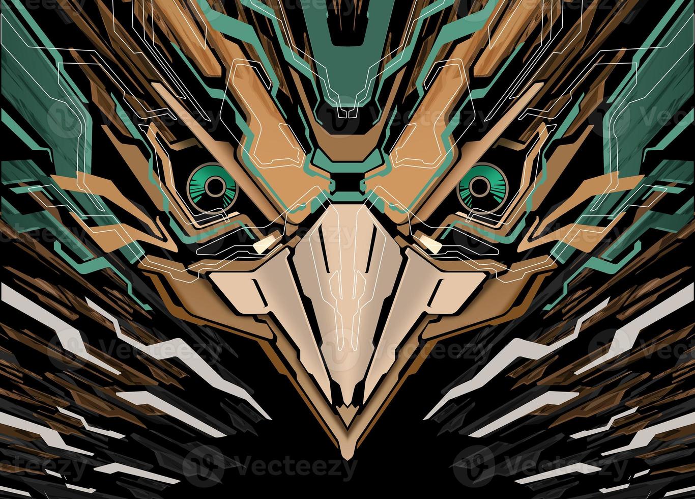 Futuristic Robotic Bird Head Background photo