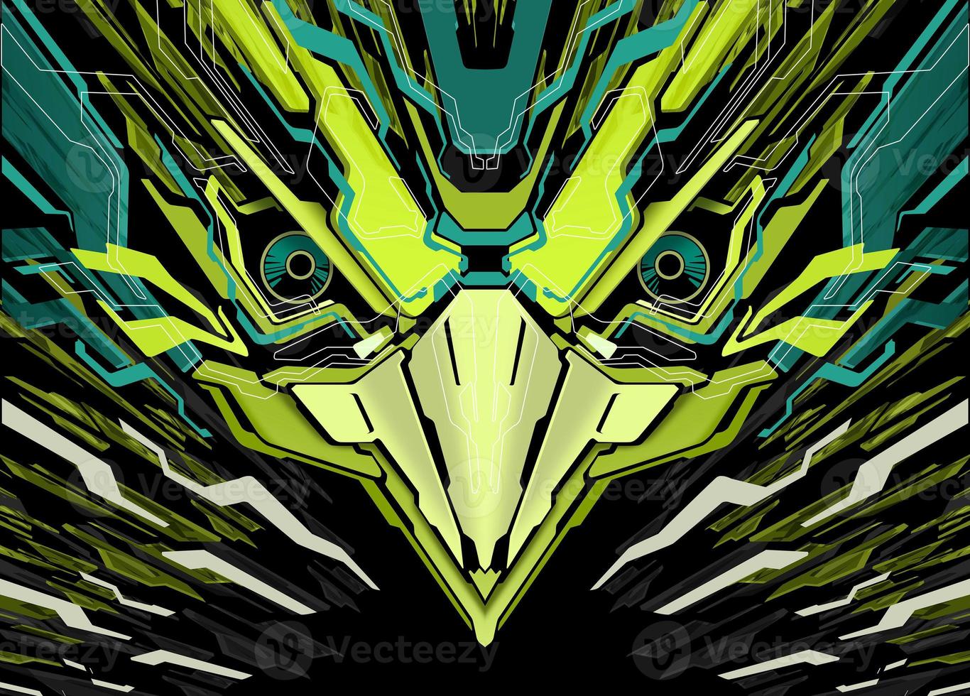 Futuristic Robotic Bird Head Background photo