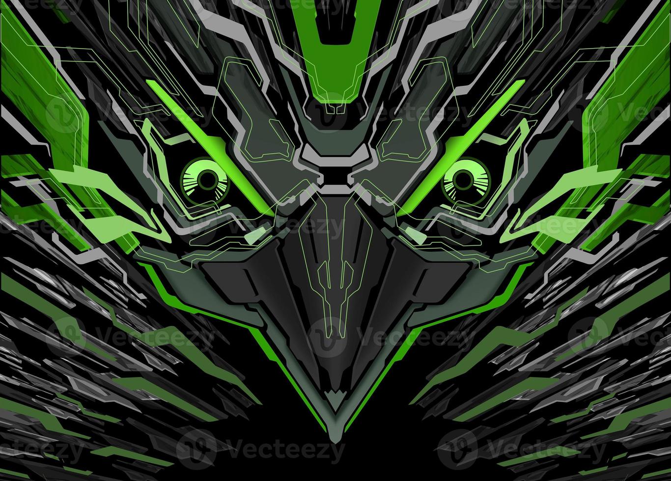 Futuristic Robotic Bird Head Background photo