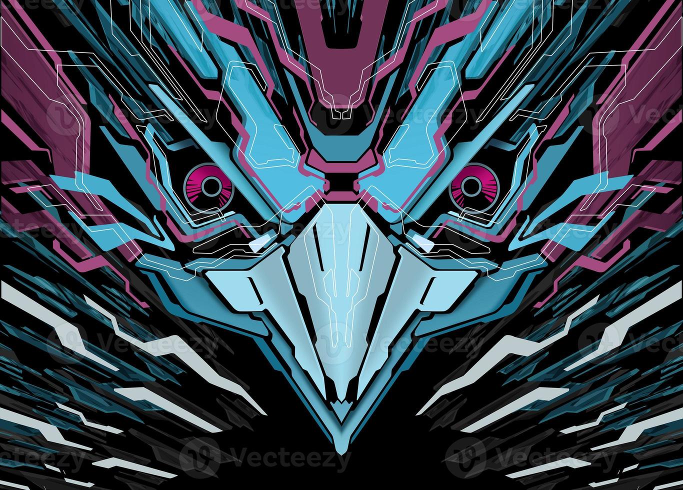Futuristic Robotic Bird Head Background photo