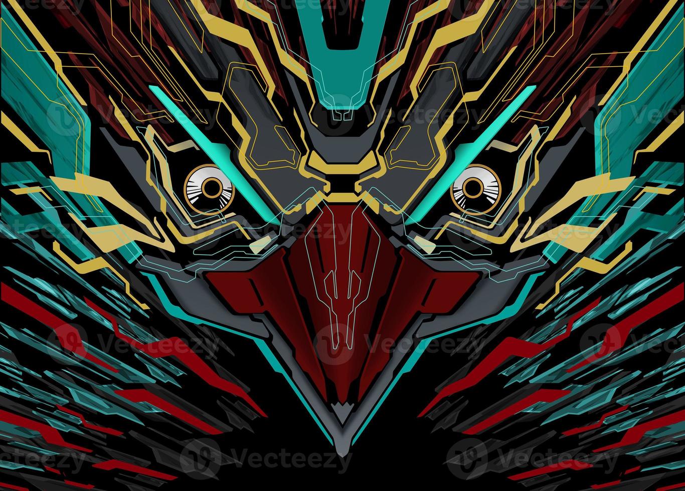 Futuristic Robotic Bird Head Background photo