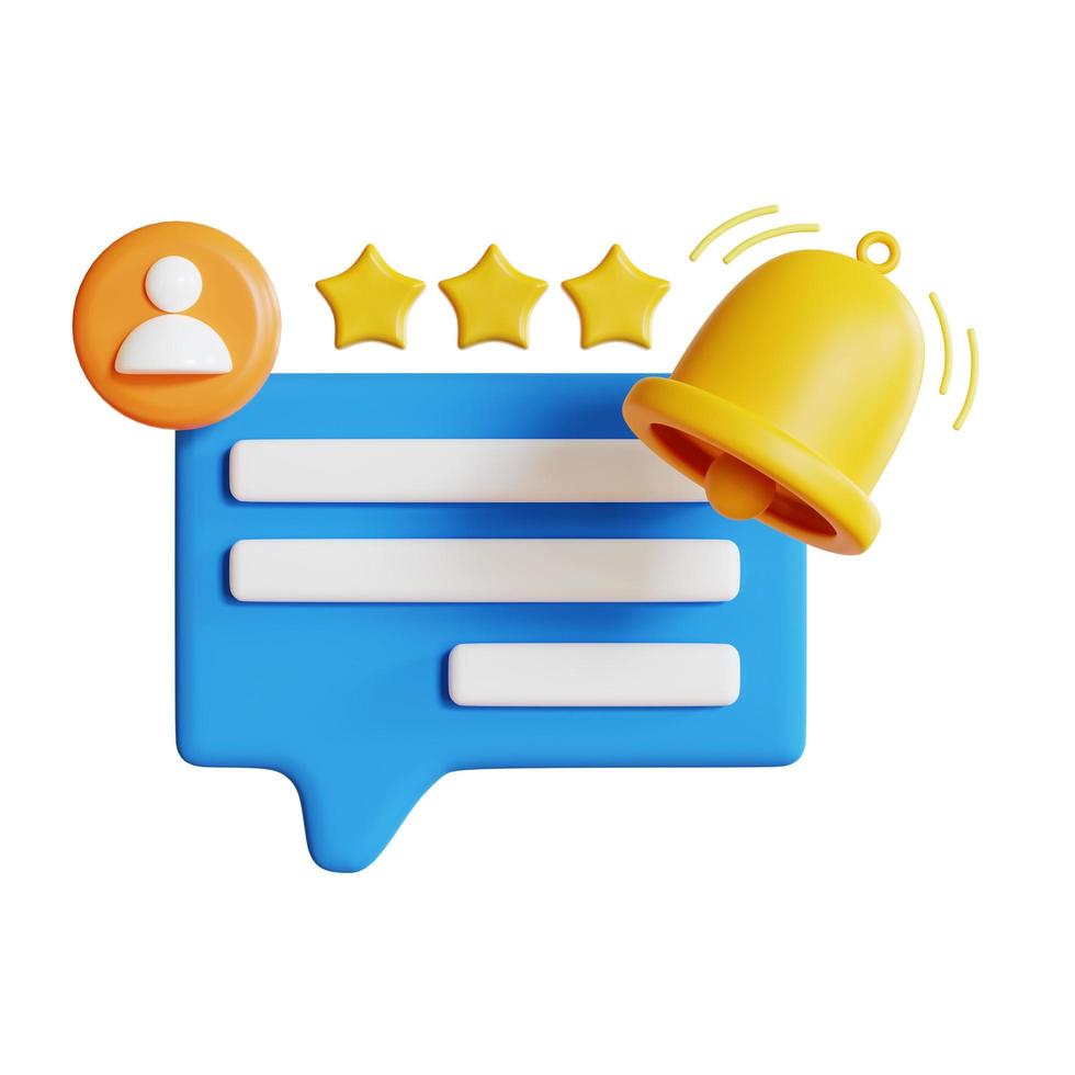 3d customer feedback speech bubble star rating icon notification 3d rendering photo