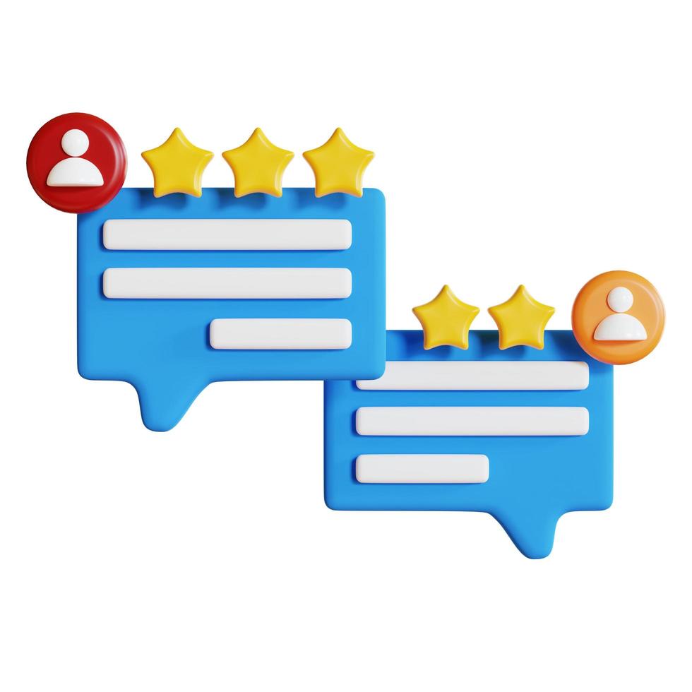 3d customer feedback speech bubble star rating icon notification 3d rendering photo