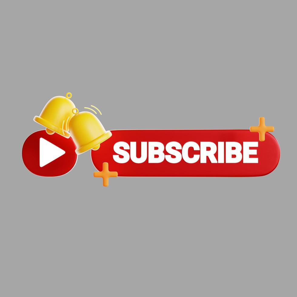 3d subscribe button red button subscribe to channel on white background 3d rendering photo