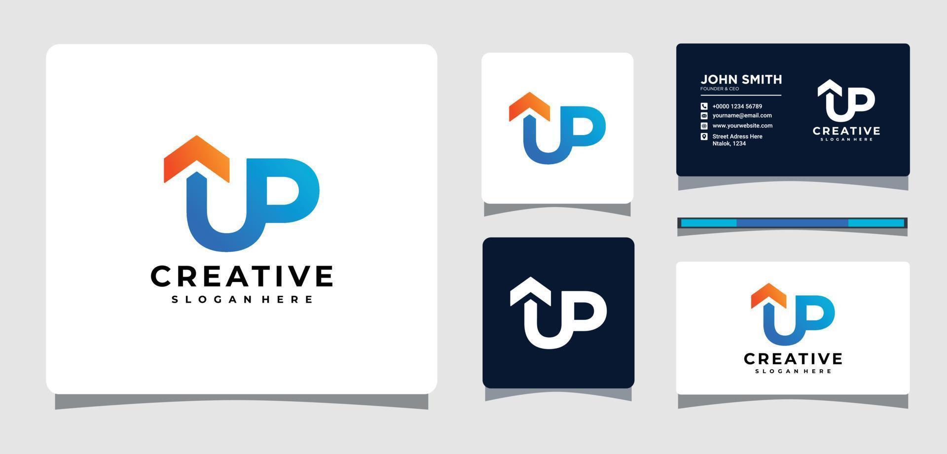 Up Text With Up Arrow logo Template Design Inspiration vector