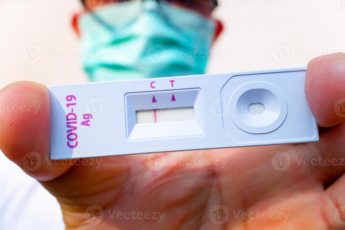 Doctor show rapid laboratory COVID-19 test for diagnosis new Corona virus infection novel corona virus disease 2019 or COVID from Wuhan, ready for screening and treatment. Pandemic infectious concept. photo