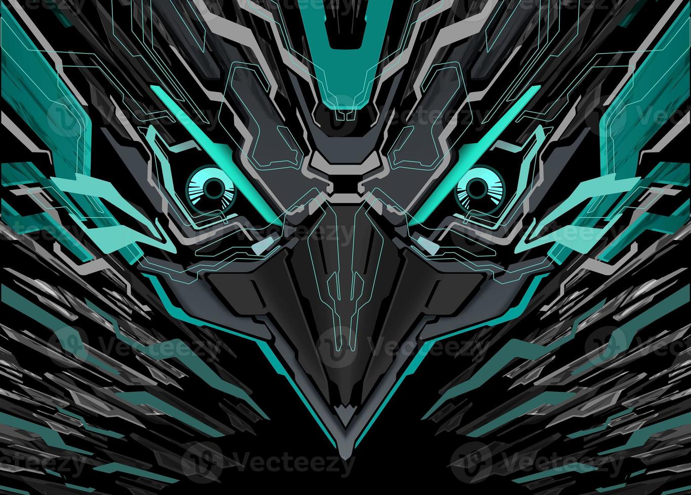 Futuristic Robotic Bird Head Background photo